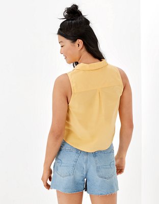 AE Oversized Sleeveless Button-Up Shirt