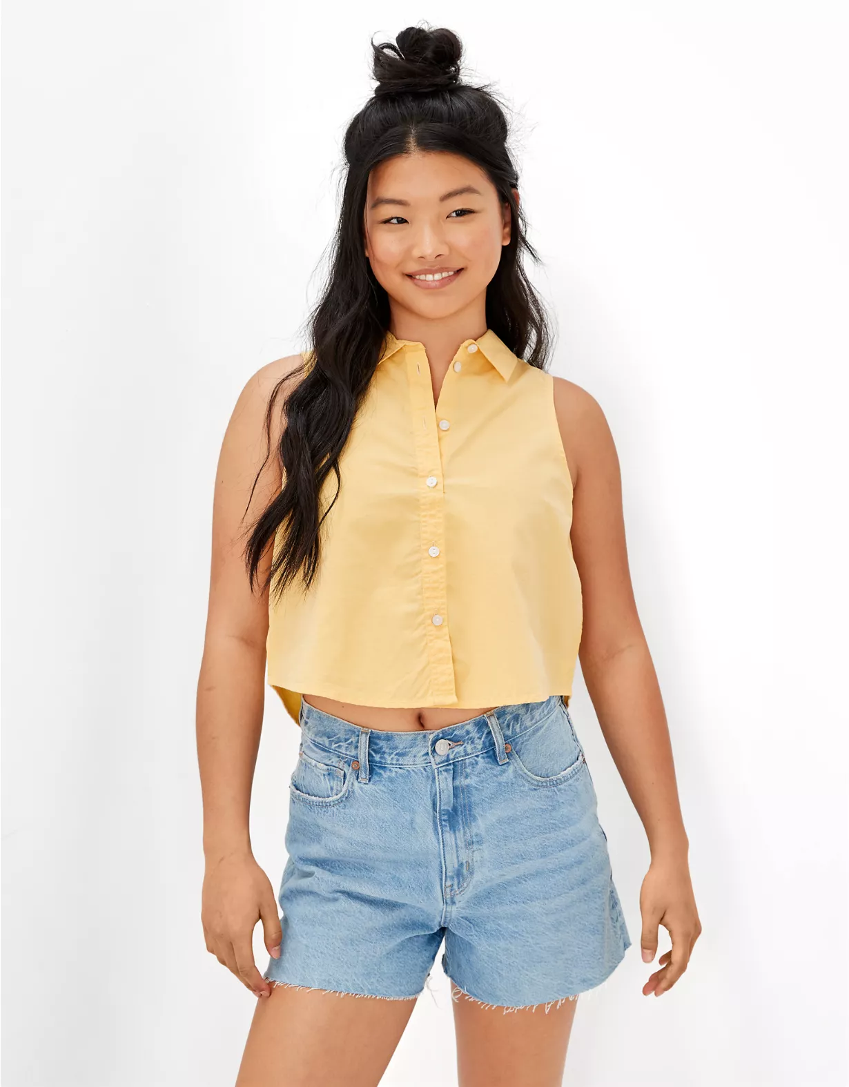 AE Oversized Sleeveless Button-Up Shirt