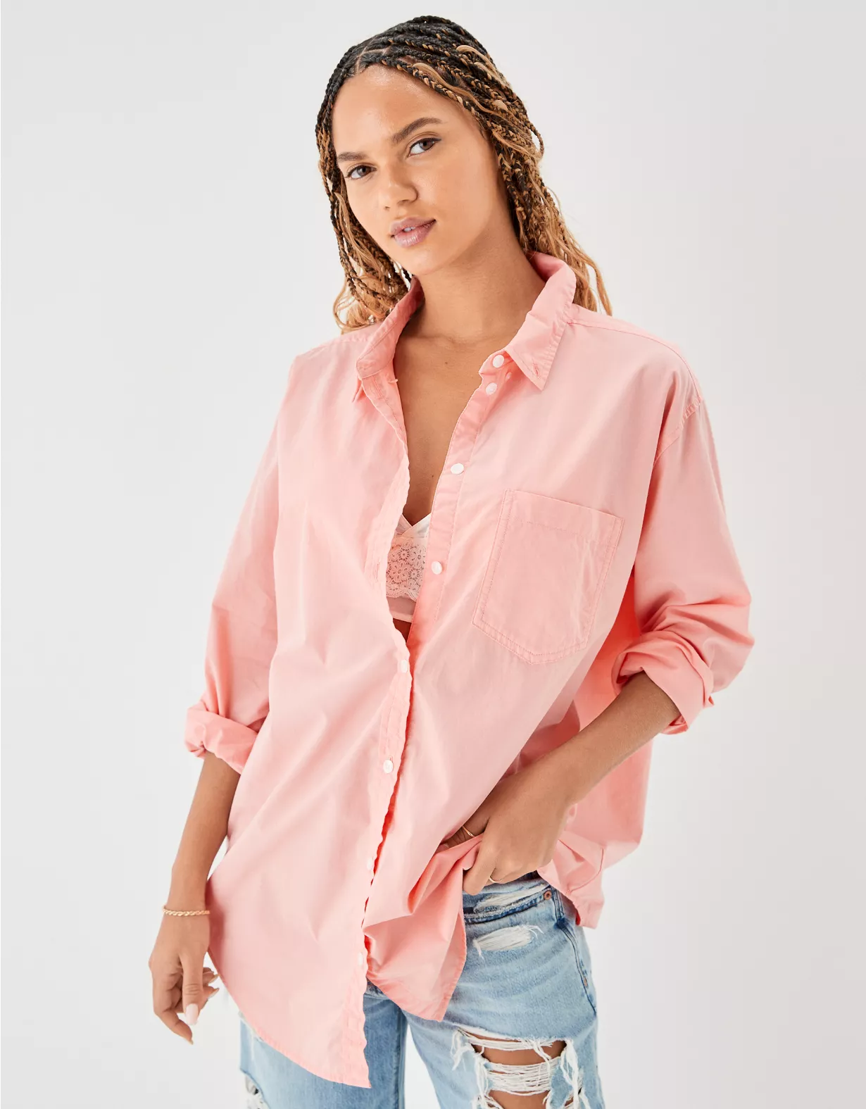 AE Oversized Button-Up Shirt