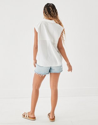 AE Oversized Sleeveless Button-Up Shirt