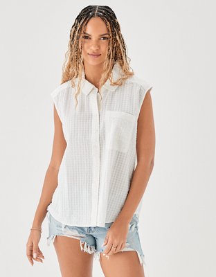 AE Oversized Sleeveless Button-Up Shirt