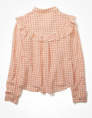 Женские рубашки American Eagle AE Western Ruffle Button-Up Shirt — фото 4