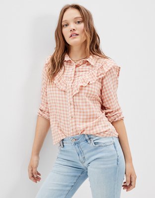 AE Camisa Western con botones y volantes