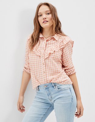 AE Western Ruffle Button-Up Shirt