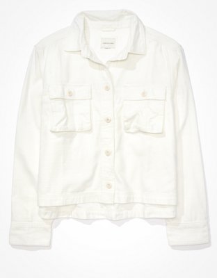 AE Cropped Long-Sleeve Cargo Button-Up Shirt