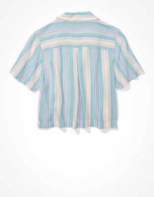 Женские рубашки American Eagle AE Cropped Resort Shirt — фото 4