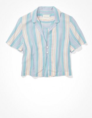 Женские рубашки American Eagle AE Cropped Resort Shirt — фото 3