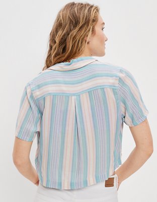 Женские рубашки American Eagle AE Cropped Resort Shirt — фото 2