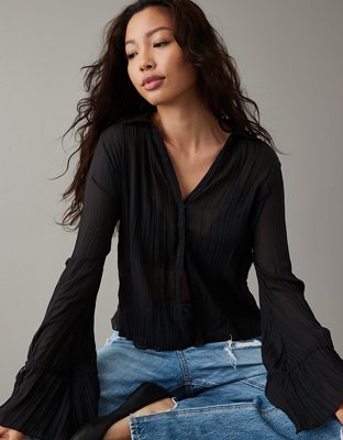 DOLAN Mesh Ruffle Blouse