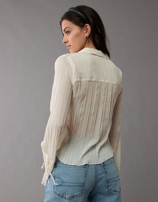 AE Mesh Ruffled Shirt