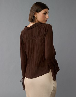 Женские рубашки American Eagle AE Mesh Ruffled Shirt — фото 2