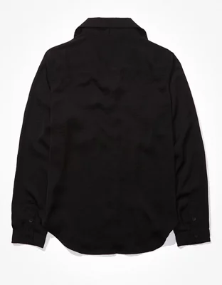 AE Silky Long-Sleeve Button-Up Shirt