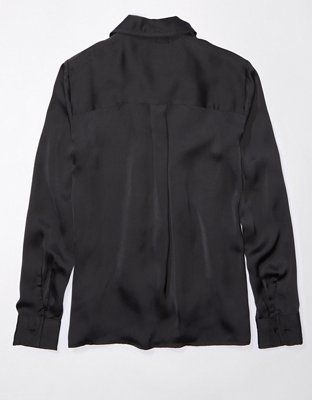 Женские рубашки American Eagle AE Satin Button-Up Shirt — фото 4