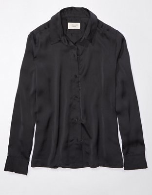 Женские рубашки American Eagle AE Satin Button-Up Shirt — фото 3