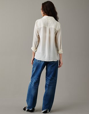 AE Satin Button-Up Shirt