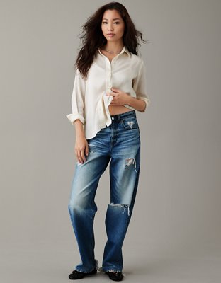 AE Satin Button-Up Shirt