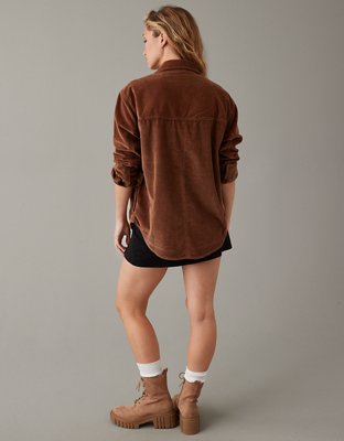 Женские рубашки American Eagle AE Oversized Corduroy Shirt — фото 4