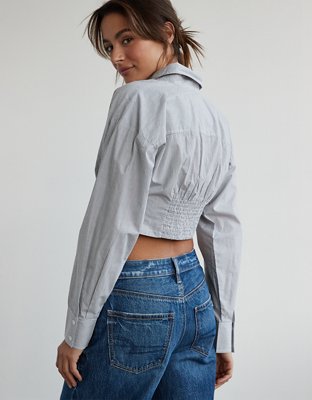 AE Cropped Corset Button-Up Shirt