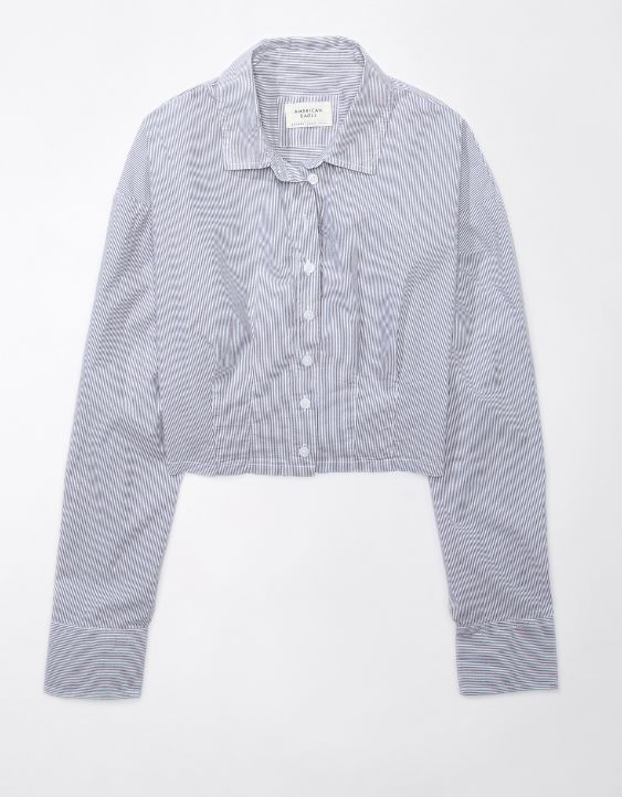 AE Cropped Corset Button-Up Shirt