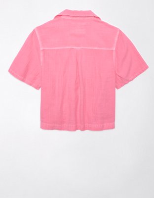 Женские рубашки American Eagle AE Cropped Cabana Shirt — фото 4