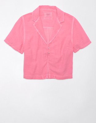 Женские рубашки American Eagle AE Cropped Cabana Shirt — фото 3