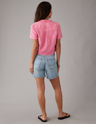 Женские рубашки American Eagle AE Cropped Cabana Shirt — фото 2