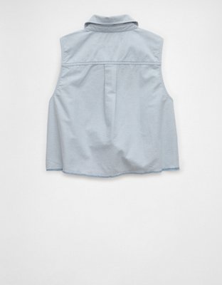 Женские топы American Eagle AE Collared Button-Up Tank Top — фото 4