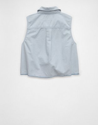 AE Collared Button-Up Tank Top