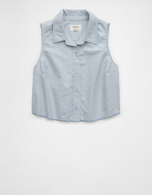 Женские топы American Eagle AE Collared Button-Up Tank Top — фото 3