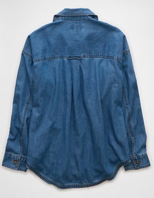 AE Dreamy Drape Denim Perfect Button-Up Shirt