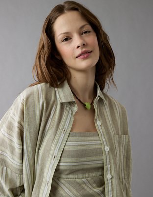 AE Go Big Oversized Striped Shirt