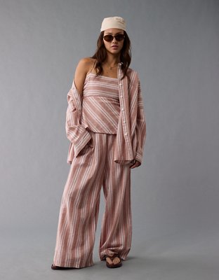 AE Go Big Oversized Striped Shirt