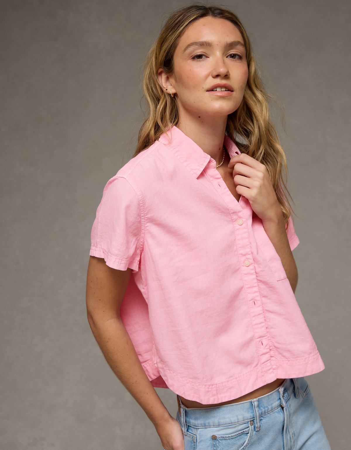 AE Cropped Button-Up Shirt - image 5