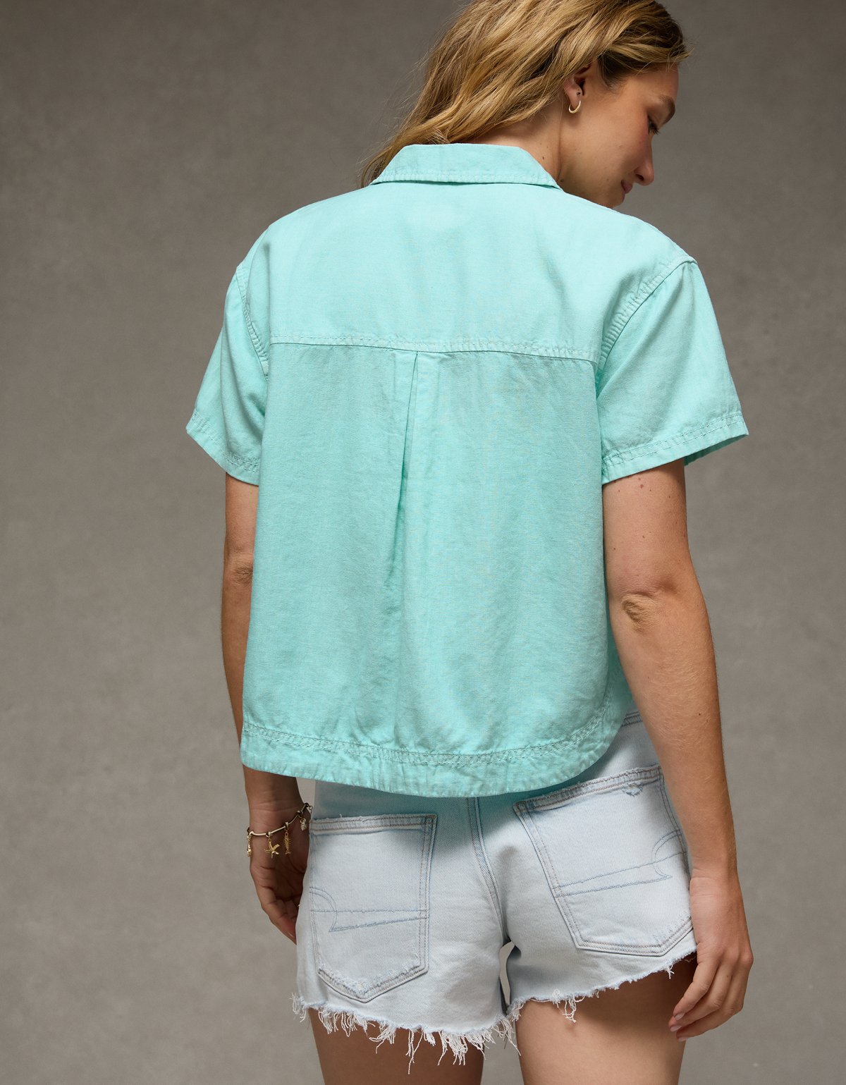 AE Cropped Button-Up Shirt - image 2