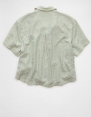 AE Short-Sleeve Side-Tie Button-Up Shirt