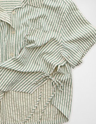 AE Short-Sleeve Side-Tie Button-Up Shirt