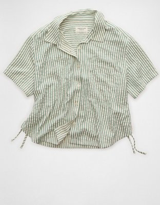 AE Short-Sleeve Side-Tie Button-Up Shirt from American Eagle - $49.95