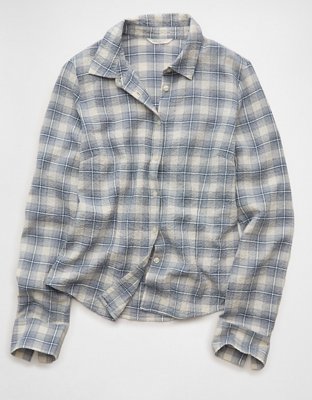 AE Plaid Fitted Button-Up Shirt