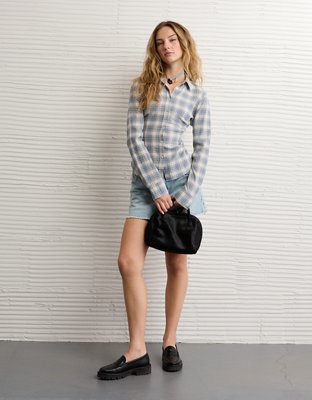 AE Plaid Fitted Button-Up Shirt