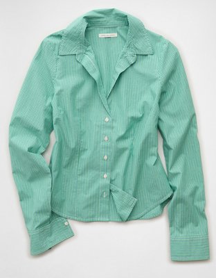 AE Fitted Wide-Cuff Button-Up Shirt
