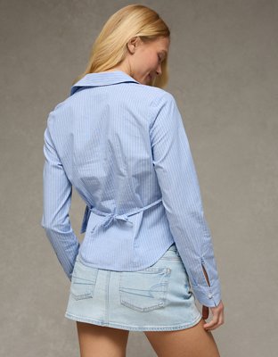 AE Fitted Wide-Cuff Button-Up Shirt