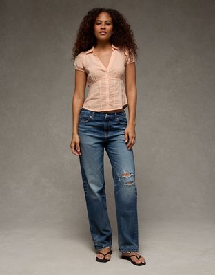 AE Fitted Button-Up Blouse