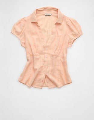 AE Fitted Button-Up Blouse