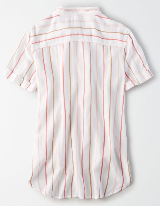 AE Striped Short Sleeve Button Up Shirt