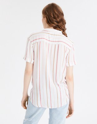 AE Striped Short Sleeve Button Up Shirt