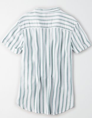 AE Striped Short Sleeve Button Up Shirt