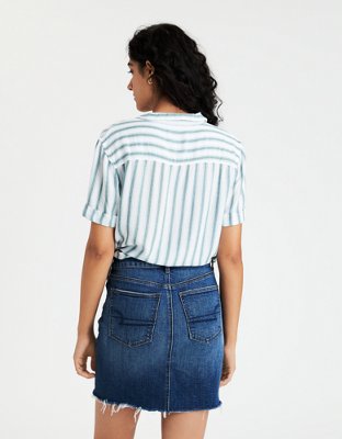 AE Striped Short Sleeve Button Up Shirt