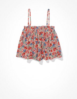 AE Printed Button-Up Tube Top