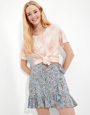 ruffle wrap mini skirt
