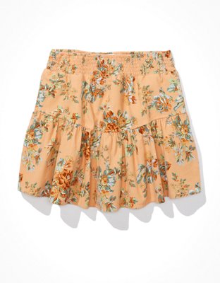 AE Minifalda de Corderoy Floral en Capas
